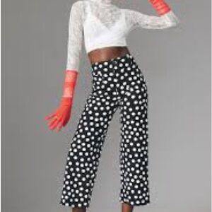 Maeve Colette Black and White Polka Dot Wide Leg Pants